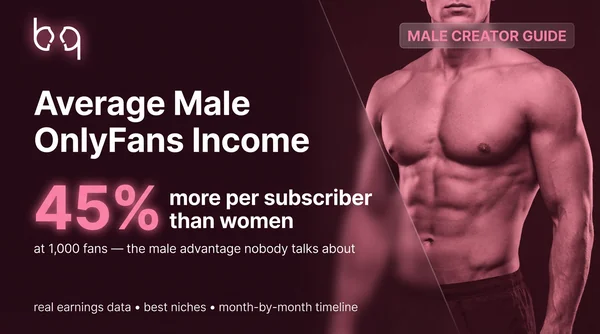 Average male OnlyFans income guide showing 45% earnings advantage with muscular male creator