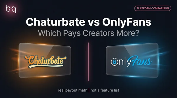Chaturbate vs OnlyFans platform logos side by side on dark background with B9 branding