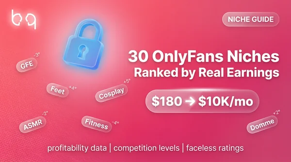 OnlyFans niche ideas ranked by profitability — 30 niches from $180 to $10K per month with earnings data and competition levels