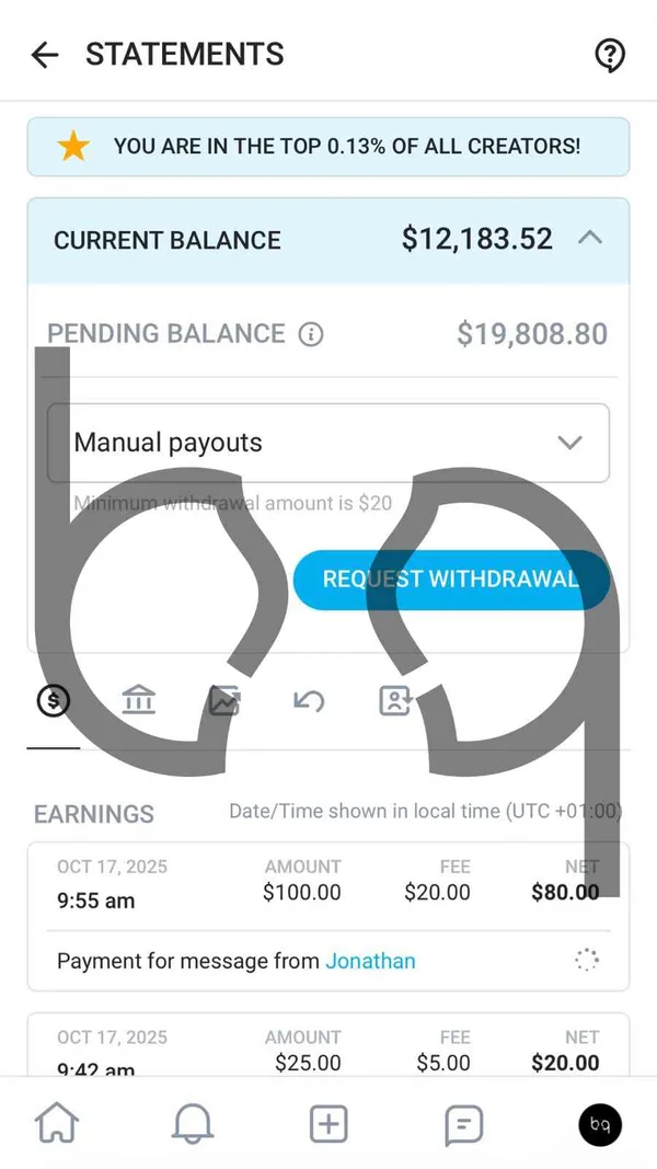 M., 26 - OnlyFans earnings growth 4× growth $12K → $48K/mo (verified)